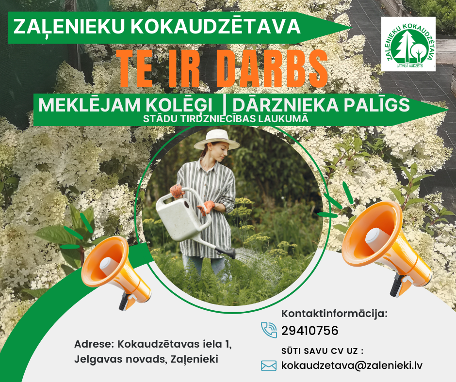 Meklējam dārznieka palīgu.